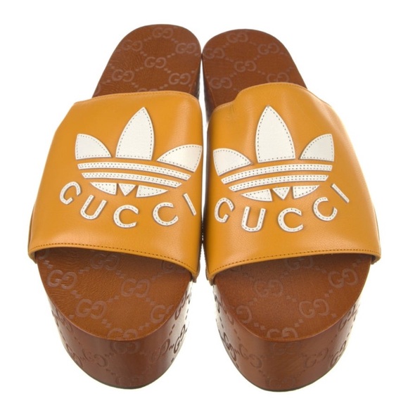 Gucci x Adidas Leather Platform Slides - Picture 2 of 5